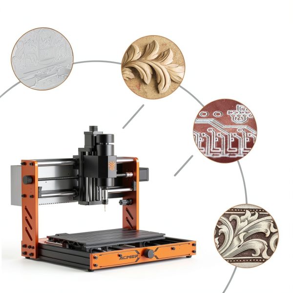 CNC Router Machine, ACMER Ascarva 3 S 500W CNC Milling Machine, Working Area 11.81” x 7.09” x 3.07” for Wood Plastic Metal Acrylic MDF Nylon Carving Cutting-2