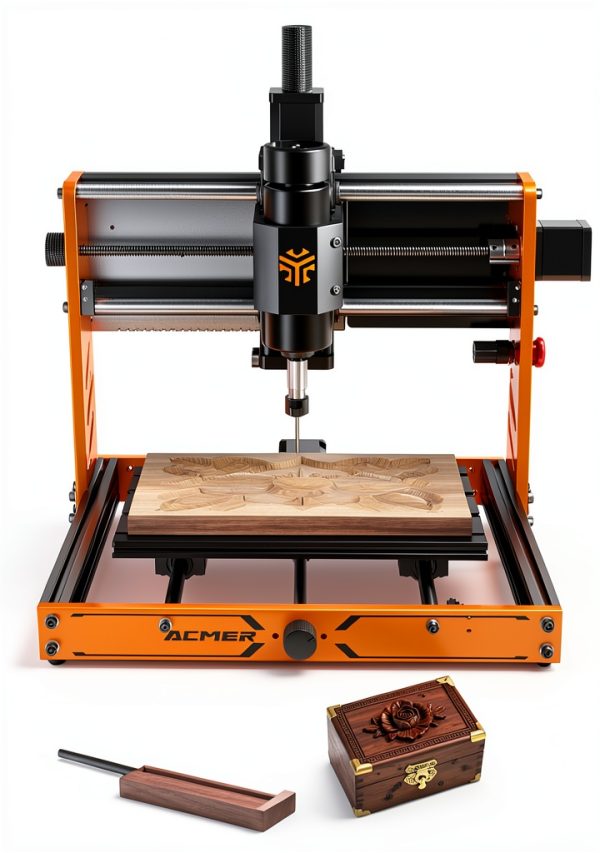 CNC Router Machine, ACMER Ascarva 3 S 500W CNC Milling Machine, Working Area 11.81” x 7.09” x 3.07” for Wood Plastic Metal Acrylic MDF Nylon Carving Cutting-0