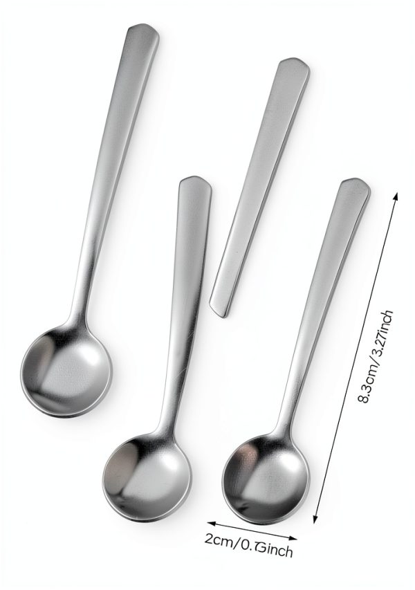 8 Pcs Small Spoons for Spice Jars, Condiment Spoons, 3.3 Inch Easy to Hold & Clean Stainless Steel Spice Spoon for Sugar, Salt, and Honey, Silver-2