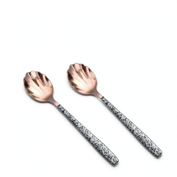 2 Piece Copper Sugar Spoon with Black Mars Handle, Stainless Steel-5