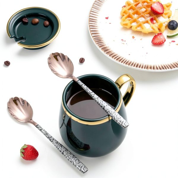 2 Piece Copper Sugar Spoon with Black Mars Handle, Stainless Steel-3