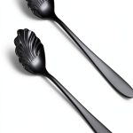 2 Piece Black Sugar Spoon Stainless Steel Serving Utensil Dishwasher-0