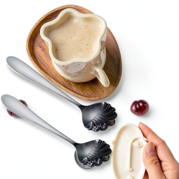 2 Piece Black Sugar Spoon Stainless Steel Serving Utensil Dishwasher-4
