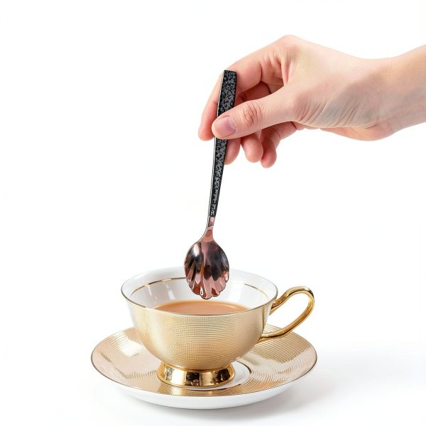 2 Piece Copper Sugar Spoon with Black Mars Handle, Stainless Steel-0