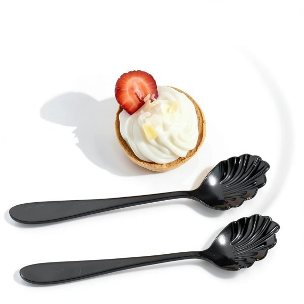 2 Piece Black Sugar Spoon Stainless Steel Serving Utensil Dishwasher-2
