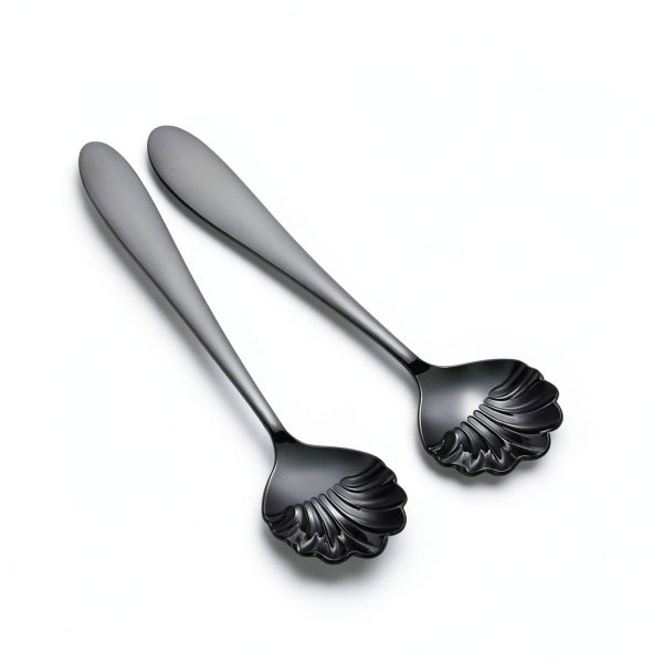 2 Piece Black Sugar Spoon Stainless Steel Serving Utensil Dishwasher-5